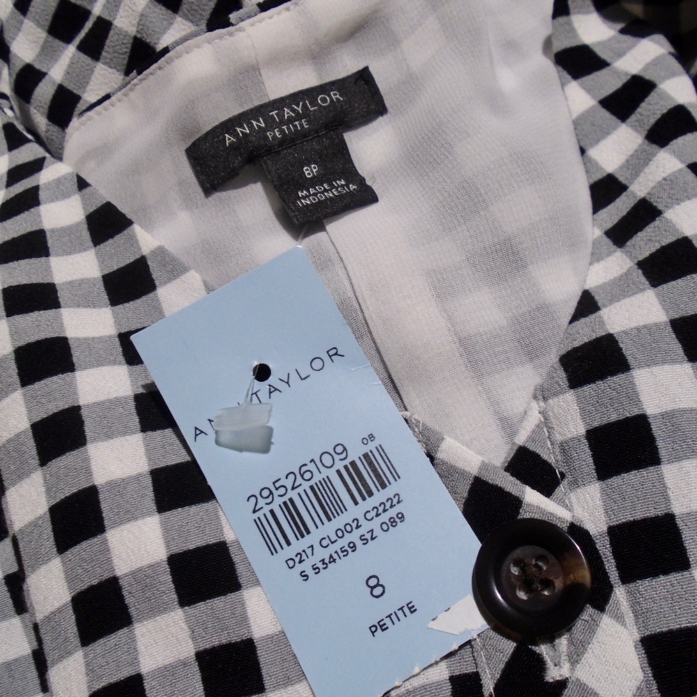 ANN TAYLOR NWT Gingham Belted Shirtdress 8P - Picture 5 of 9